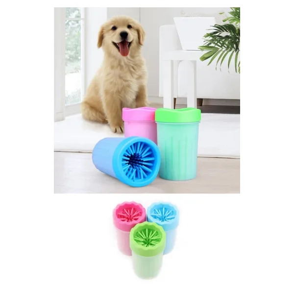 Silikon Jel Fırçalı Kedi Köpek Pati Ayak Yıkama Temizleme Kovası (Küçük) (2818)