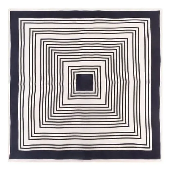 Silk and Cashmere Bej Siyah Laila Saf İpek Küçük Kare Eşarp 53x53 cm