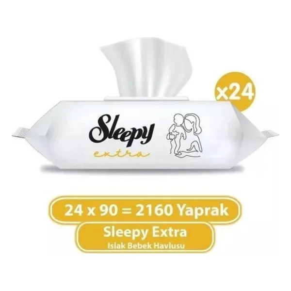 Sleepy Extra 90 Yaprak 24'lü Paket Islak Bebek Havlusu