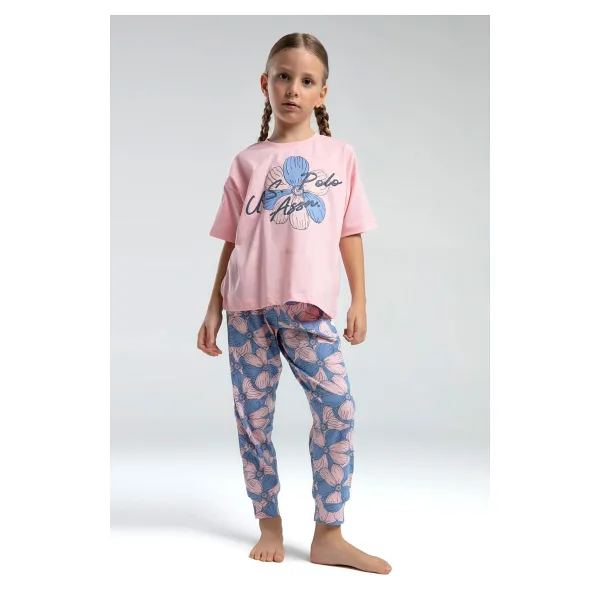 U.s. Polo Assn. Kız Çocuk Somon Kısa Kol Paça Lastikli Pijama Takım SOMON