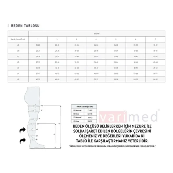 Varimed 7211 Comfort Kapalı Burun Diz Altı Varis Çorabı