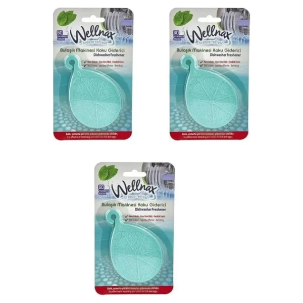 Wellnax Bulaşık Makinesi Koku Giderici, 3'lü Set, Nane
