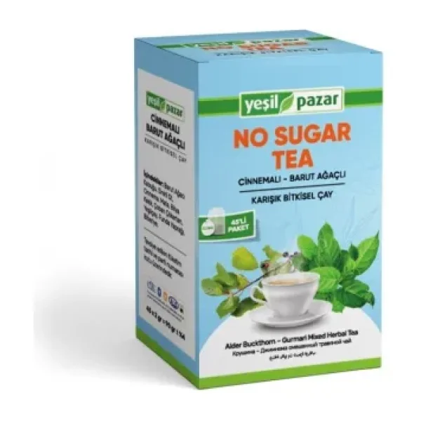 Yeşil Pazar Cinnemalı Barut Ağaçlı No Sugar Tea Bitki Çayı 45'li