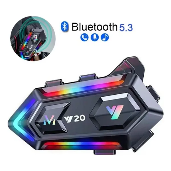 2 Adet Y20 2x 1000m Telsiz Mesafeli Özellikli 2 Kişi Bağlantılı Bluetooth Kask Kulaklık Ekranlı Fenerli Mü