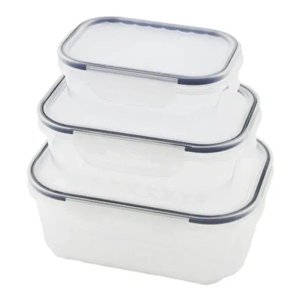 3PCS QUİCK SIZDIRMAZ SAKLAMA KABI SETİ ŞEFFAF KAP - BUĞULU-CONTALI KAPAK 500-1000-1700ML (2818)