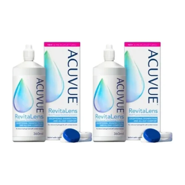 Acuvue RevitaLens Çok Amaçlı Lens Solüsyonu - Gün Boyu Konfor ve Dezenfeksiyon, Silikon Hidrojel ile Uyumlu, 2x360 ml