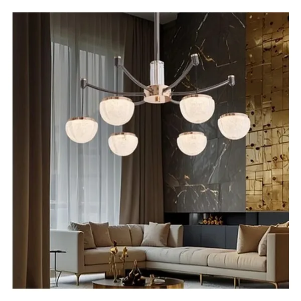 Apliqa Derem 6'lı Kristal Taşlı Salon Sarkıt LED Avize