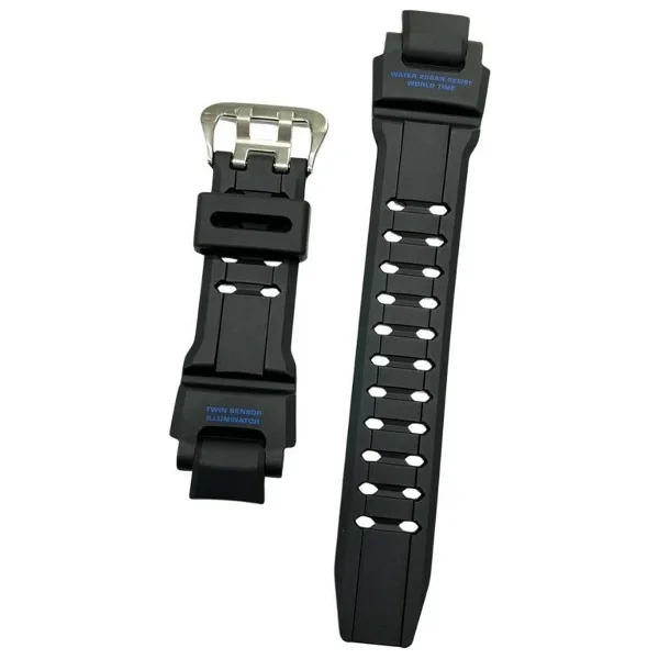 Casio G-Shock GA-1100 GA-1000 Siyah Orijinal Silikon Saat Kordonu - Mavi Yazılı