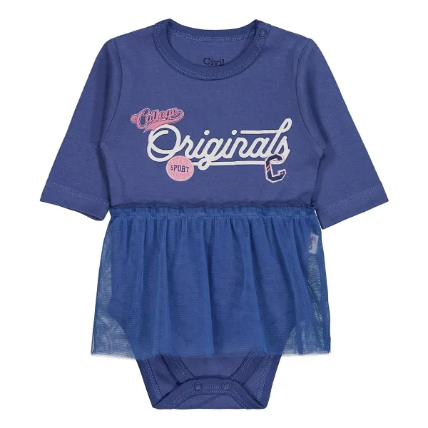 Civil Baby Originals Baskılı 0-3 Yaş Çıtçıtlı Badi - Mavi 6-9 Ay
