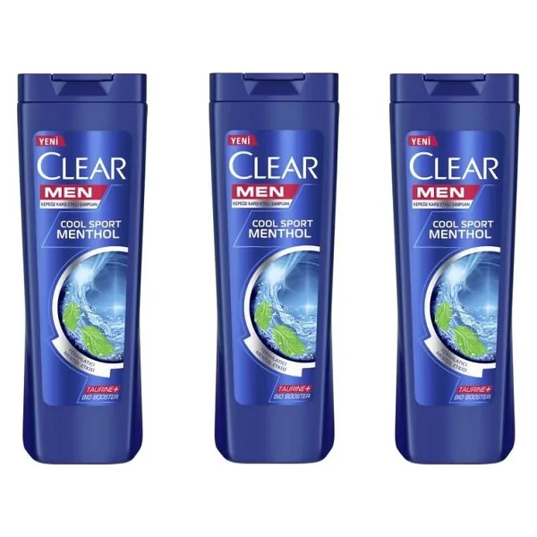 Clear Men Cool Sport Menthol 350 ml 3 Adet Kepek Şampuanı