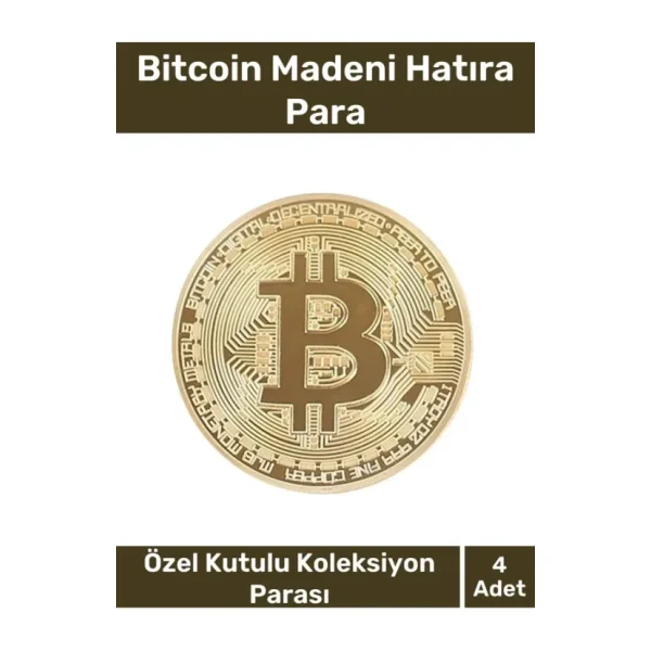 Deluxe Series Kutulu Hediyelik Kripto Hatıra Koleksiyon Bitcoin Madeni Para Altın Rengi 4 Adet
