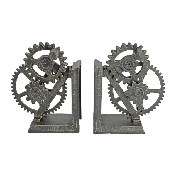 Design Toscano QH9631 Endüstriyel Dişli Steampunk Dekor Kitap Destekleri, 38 cm, İkili Set, Çok Renkli