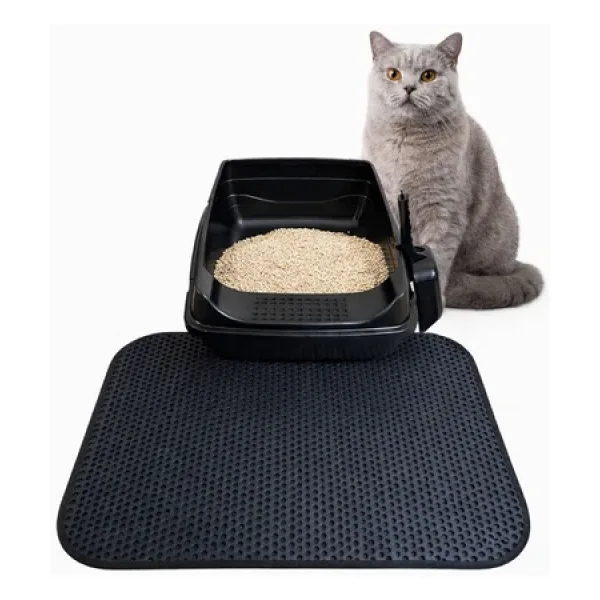 ELEKLİ AÇIK KEDİ TUVALETİ PASPASLI-SİYAH