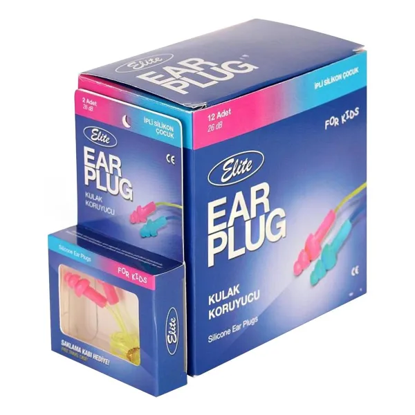 Elite Ear Plug İpli Silikon Çocuk Kulak Tıkacı