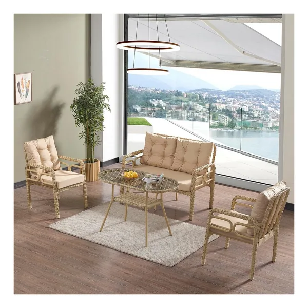 Evdemo Rio 2+1+1+Camlı Masa Cappuccino Bahçe & Balkon Takımı