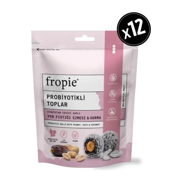 Fropie Probiyotikli Meyve Topları - Hindistan Cevizi Kaplı & Yer Fıstığı Ezmeli x 12
