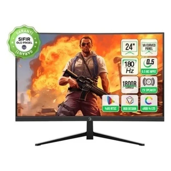 Gamepower Vivid T40 24" 0.5 ms Full HD Curved 180 Hz Oyuncu Monitörü