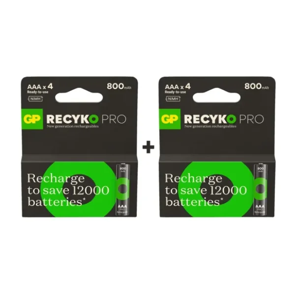 GP Recyko Pro 800 mAh 8'li Şarjlı AAA İnce Kalem Pil