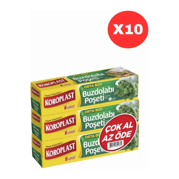 Koroplast Buzdolabı Poşeti Orta Boy 3'lü 30 Lu X10