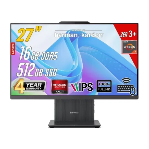 Lenovo Ideacentre 27Arr9 Amd Ryzen 7-7735Hs 16Gb 512Gb 27 Fhd Freedos Siyah All İn One Bilgisayar