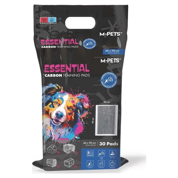 M-PETS ESSENTIAL CARBONLU YAPIŞKANLI ÇİŞ PEDİ 60X90CM 30LU