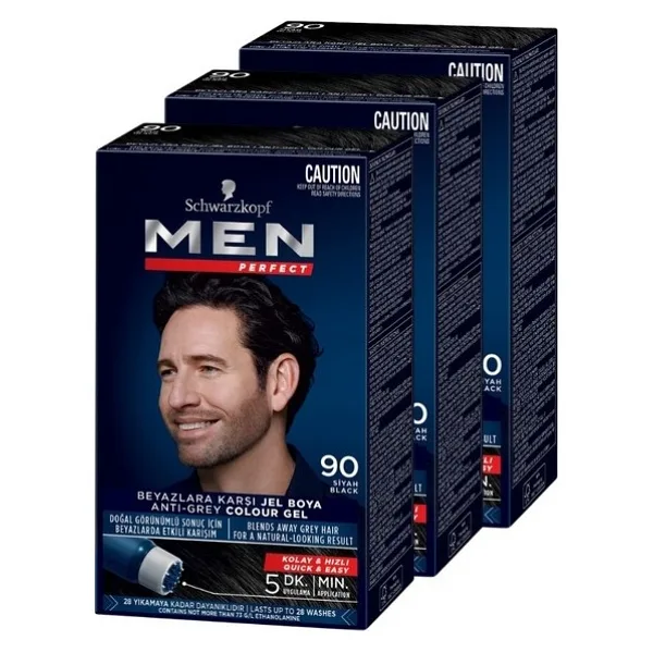 Men Perfect 90 Siyah 3 Adet Erkek Saç Boyası