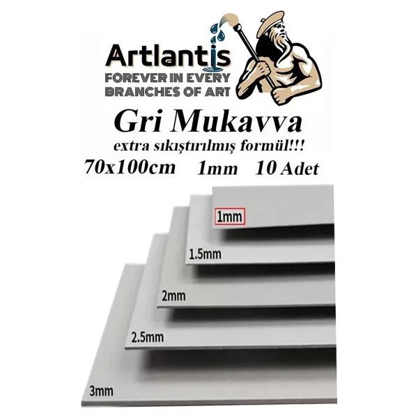 Mukavva Gri 1 Mm 70x100 Cm 10 Adet Sert Karton Ekstra Sıkıştırılmış 70x100 Mukavva Gri Renkli 10 Adet