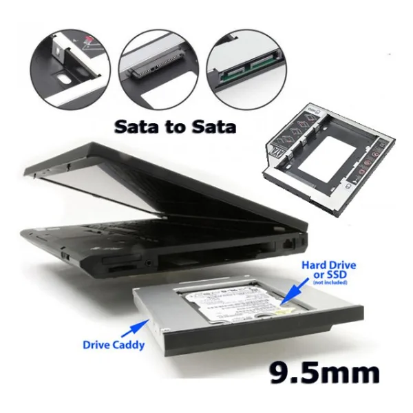 Notebook 2. Harddisk için Yuva Kutu 9.5mm Slim Laptop İkinci Hdd