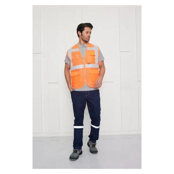 Orange Safety Mühendis Tipi Fileli İkaz Yeleği - Turuncu