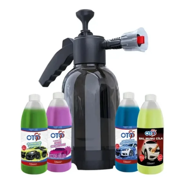 OTO55 Extra Cilalı , Mavi , Yeşil , Pembe Köpük Yanında Mumlu Cila ve 2 Litrelik Basınçlı Pompa