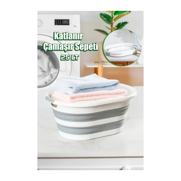 Porsima 1065 Akordiyon Katlanır Sepet Katlanabilir Çamaşır Sepeti Orta Boy Katlanır Çamaşır Sepeti 25LT