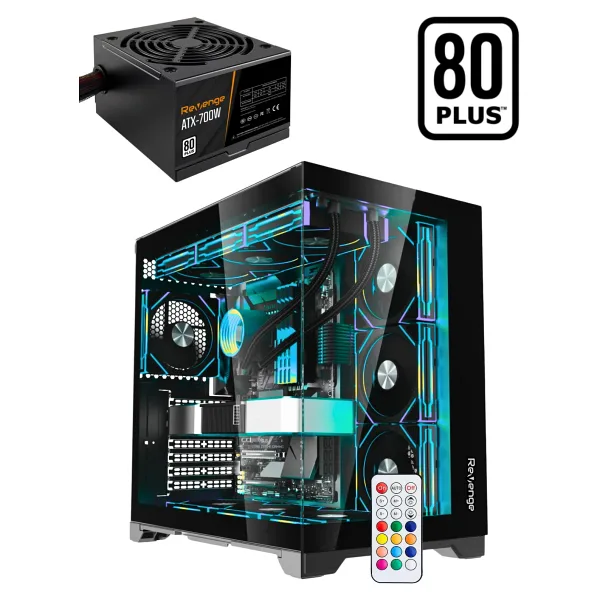 Revenge 700W PSU Kumandalı Supernova 7x Argb Fanlı Atx Temperli Cam Panel Akvaryum Usb 3.0 Gaming Bilgisayar Kasası