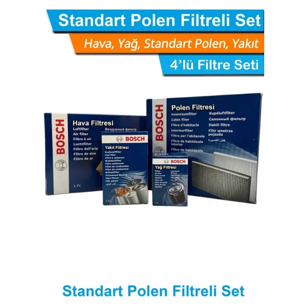 Seat İbiza 1.4 TDI Dizel Bosch Filtre Bakım Seti 2005-2010 Hava+Yağ+Yakıt+Standart-Polen