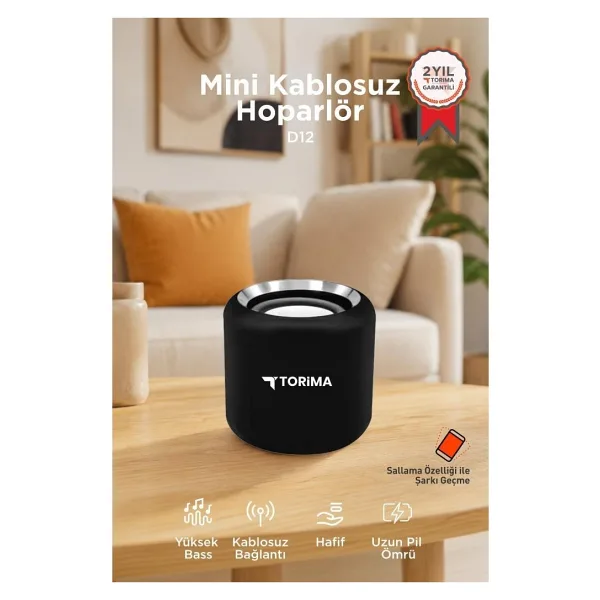 Torima D12 Siyah Bluetooth Hoparlör