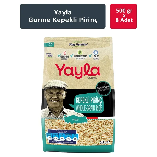 Yayla Gurme Kepekli Pirinç 500 gr x 8 Adet