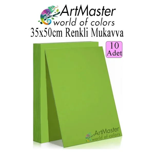 Yeşil Renkli Mukavva 35X50 Cm 10 Adet 1 Paket Renkli Sert Karton 1.0 Mm Anasınıfı Hobi Etkinlik Okul Öncesi Elişi