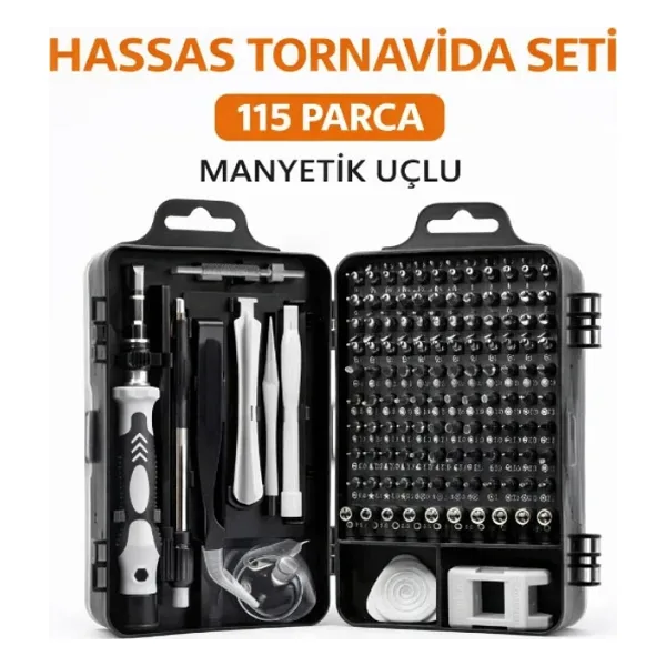 115 Parça Manyetik Uçlu Hassas Tornavida Seti