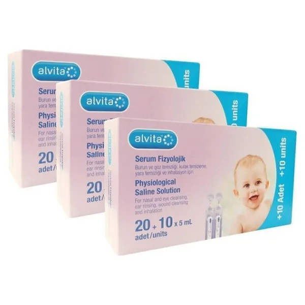Alvita Serum Fizyolojik, 30 Flakon 5 ml, 3 Kutu