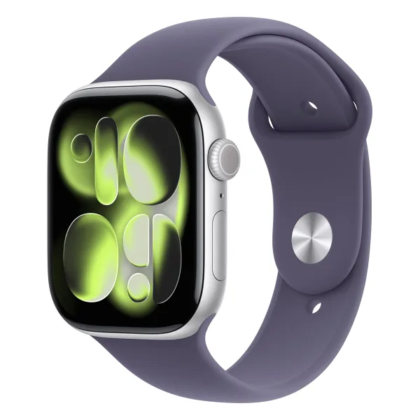 Apple Watch Series 11 GPS + Cellular 42mm Gümüş Rengi Alüminyum Kasa ve Sis Moru Spor Kordon Akıllı Saat