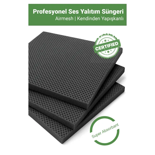 Arnee Air Mesh Ses Yalıtım Süngeri 50x50 cm Yapışkanlı Akustik Ses Yalıtım İzolasyon Paneli 20 mm
