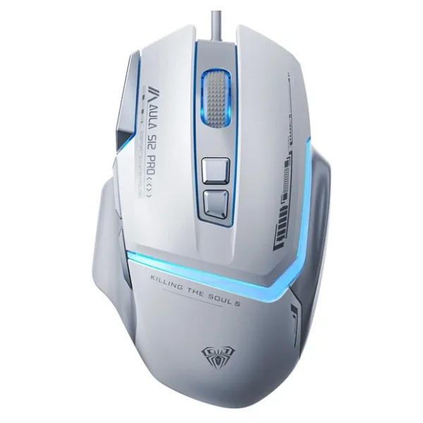 Aula S12 Pro Beyaz Makrolu Ergonomik Optik Kablolu Oyuncu Mouse
