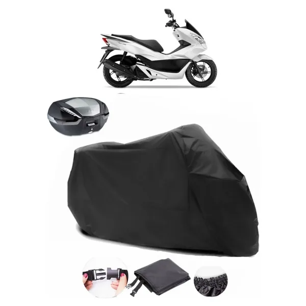 AutoEN Honda PCX 150 Arka Çanta Uyumlu Siyah Motosiklet Branda Su Geçirmez Dayanıklı Kumaş