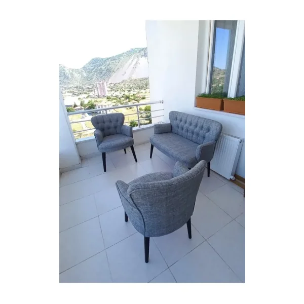 Azra Aksesuar Balkon Bahçe Mobilyası -balkon Koltuğu-koltuk Takimi -ofis Koltuğu -ahsap -açık Gri