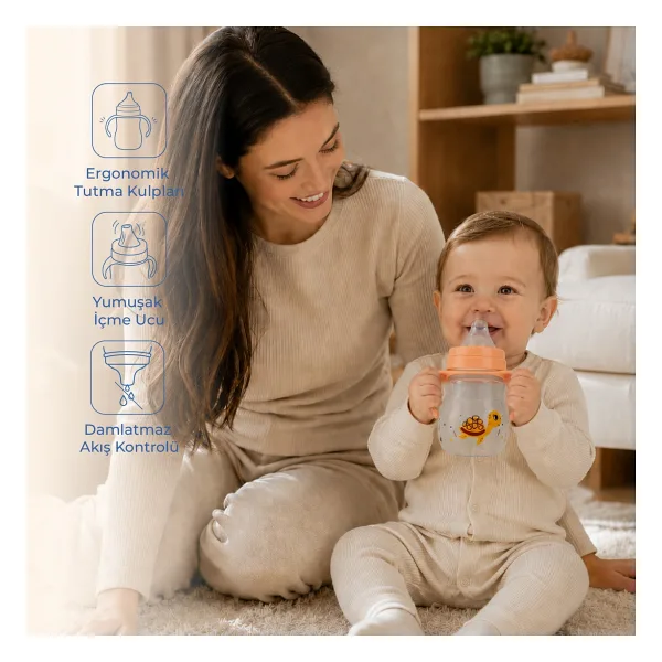 Babyjem Damlatmayan Suluk Alıştırma Bardağı 250 ml Turuncu