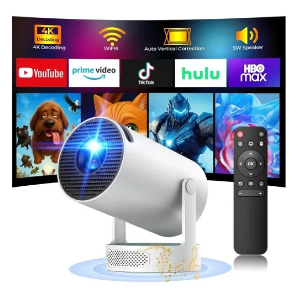 BAGAJON Harvox Hy300 Pro Max Bataryalı Projeksiyon - Kablosuz Kullanım, Elektrik Olmadan Sinema Keyfi, 4k Destekli, Wifi 6, Bluetooth 5.0, Otomatik Focus