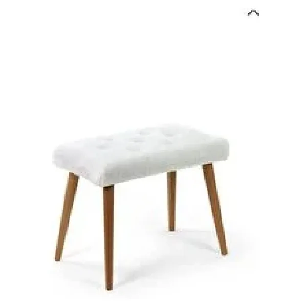 Beylerbeyi Gürgen Retro Ahşap Ayaklı Handmade Pofidik Puf Bench Koltuk - Beyaz