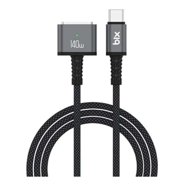 BXM3C 140W Type-C To Magsafe 3 Macbook Pro ve Macbook Air 13 14 16 M1 M2 Uyumlu Pd 3.1 Manyetik Örgülü Hızlı Şarj Kablosu 2 Metre - 1BW-Beyaz