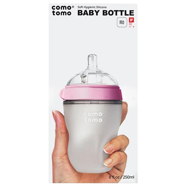 Comotomo Orta Akışlı 3-6 Ay Silikon Biberon 250 ml Pembe