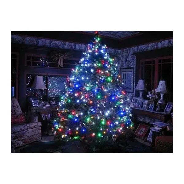 Coverzone 10 Metre Fişli RGB Led Işık Noel Yılbaşı Ağacı Işığı Led Ampül Çam Ağacı Balkon Merdiven Salon Yada Oda Süslemelerinde Kullanıma Uygun 220v Prizden Enerjisini Alır