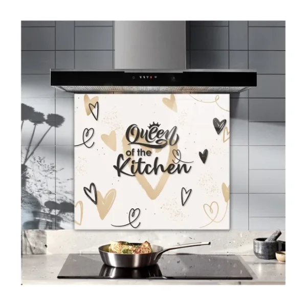 Decorita Cam Ocak Arkası Koruyucu Queen Of The Kitchen - Krem - 52 x 60 cm